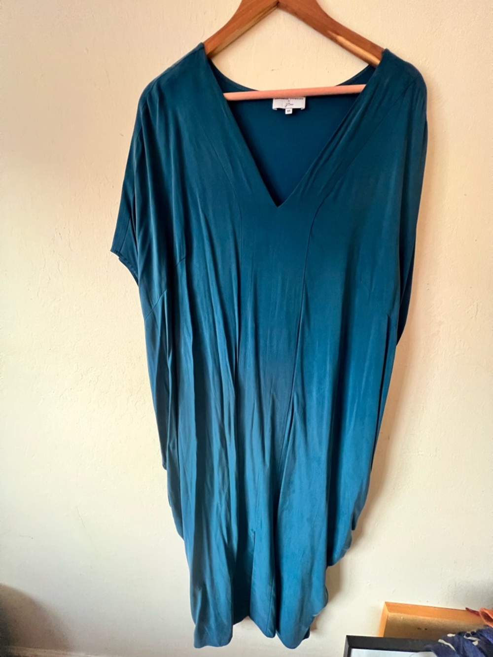 Universal Standard V-Neck Tunic Dress.  in Teal Blue
